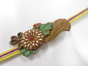 アンティーク　本つげ　帯留め